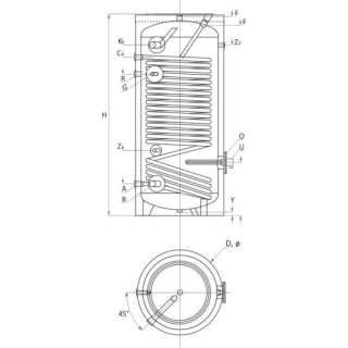 Tarbeveeboiler SWPN 200 L