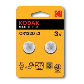 Kodak Lithium CR1220 / 3V Batteries (2pcs) (CR1220-2BL)