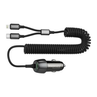 Promate PowerDrive-33PDCI Car charger 33W / USB-C / Lightning (POWERDRIVE33PDCI)