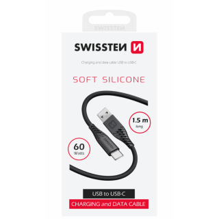 Swissten Soft Silicone Data Cable USB / USB-C / 1.5m / 60w (71531010)