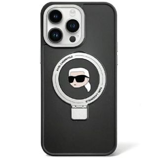 Karl Lagerfeld Ring Stand Karl Head MagSafe Back Case for Apple iPhone 15 Pro (KLHMP15LHMRSKHK)
