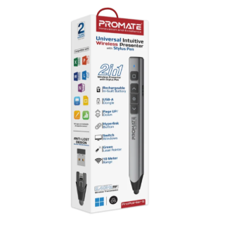 Promate ProPointer-S Universal Intuitive Wireless Presenter with Stylus Pen (PROPOINTER-S)