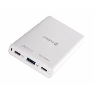 Swissten Travel Charger Notebooks and MacBook / 60W / PD3.0 / QC3.0 / PPS (SW-TCH-60W-PD30-QC30-W)