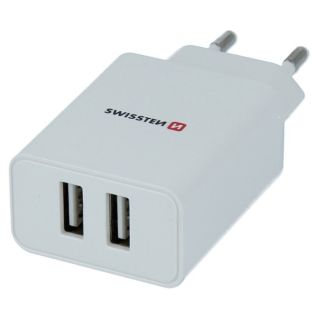 Swissten Smart IC Travel Charger 2x USB 2.1А with USB-C Cable 1.2 m (SW-SET-2X2.1AWCUC-WH)
