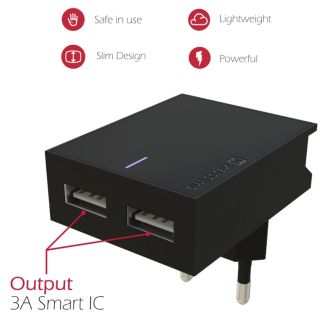 Swissten MFI Premium Apple Certified Travel Charger USB 3А / 15W With Lightning Cable 1.2m (SW-DET-3AWCLMFI-BK)