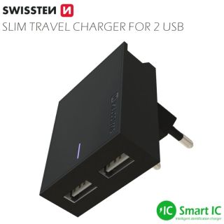 Swissten Premium Travel Charger USB 3A / 15W With Micro USB Cable 1.2m (SW-DET-2.1AWCM-BK)