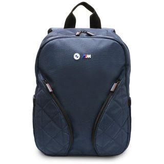BMW Nylon Pockets & Metal Logo 16" Backpack Navy Blue (BMBP15PNYPOV)