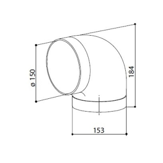 Õhupuhastaja ümmargune ühendus 90° põlv 150 mm Faber