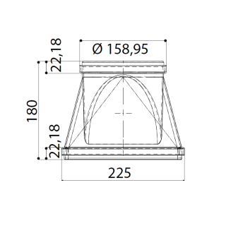 Faber üleminek kandiliselt 220 x 90 mm ümarale 150 mm torule