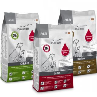 Koeratoit - PLATINUM Adult (komplekt 3 x 5kg, Lamb, Iberico, Chicken) - 15kg