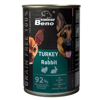 Super Beno konserv koerale kalkuni- ja küülikulihaga, tükid kastmes 415g