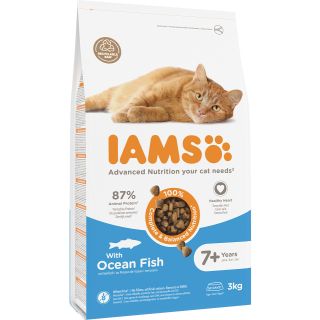 Kuiv täissööt IAMS CAT Senior 7+ ookeanilise kalaga 3kg vanematele kassidele