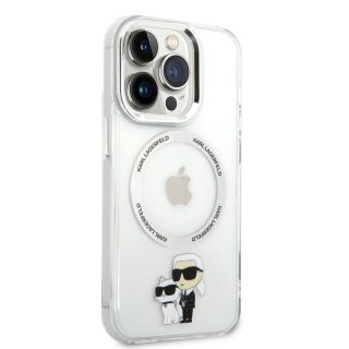 Karl Lagerfeld IML Karl and Choupette MagSafe Case for iPhone 13 Pro / transparent (KLHMP13LHNKCIT)