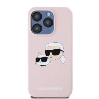 Karl Lagerfeld Liquid Silicone Double Heads MagSafe Case for iPhone 15 Pro Max / Pink (KLHMP15XSKCHPPLP)