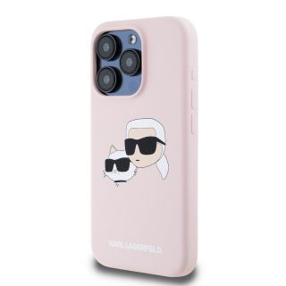 Karl Lagerfeld Liquid Silicone Double Heads MagSafe Case for iPhone 15 Pro Max / Pink (KLHMP15XSKCHPPLP)