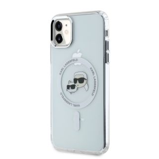 Karl Lagerfeld IML K&CH Heads Metal Frame MagSafe Case for iPhone 11 / Transparent (KLHMN61HLSKCH)