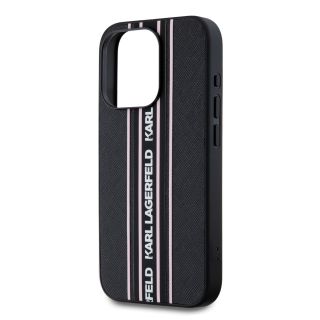 Karl Lagerfeld PU Saffiano Athleisure Stripe and Strap Case for iPhone 15 Pro / pink (KLHCP15LPAMSCNSP)