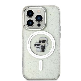 Karl Lagerfeld IML Glitter Karl and Choupette MagSafe Case for iPhone 15 Pro / Transparent (KLHMP15LHGKCNOT)