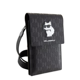 Karl Lagerfeld Saffiano Monogram Choupette NFT Wallet Phone Bag / black (KLWBSAKHPCK)