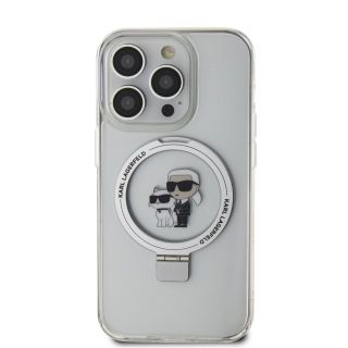 Karl Lagerfeld Ringstand Karl and Choupette MagSafe Case for iPhone 15 Pro Max / white (KLHMP15XHMRSKCH)