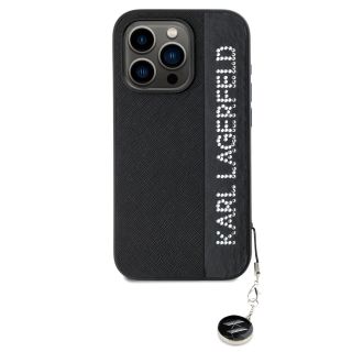 Karl Lagerfeld PU Saffiano Rhinestone Charm Case for iPhone 15 Pro Max / black (KLHCP15XPSAKDGCK)