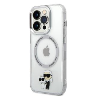Karl Lagerfeld IML Karl and Choupette MagSafe Case for iPhone 15 Pro / transparent (KLHMP15LHNKCIT)