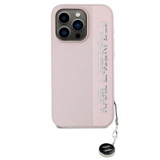 Karl Lagerfeld PU Saffiano Rhinestone Charm Case for iPhone 15 Pro Max / Pink (KLHCP15XPSAKDGCP)