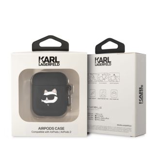 Karl Lagerfeld 3D Logo NFT Choupette Head Silicone Case for AirPods 1/2 / Black (KLA2RUNCHK)