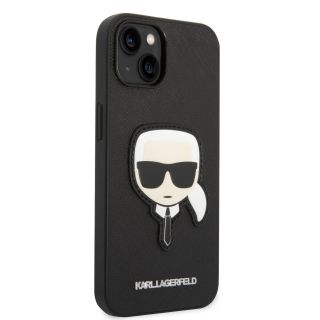 Karl Lagerfeld PU Saffiano Karl Head Case for iPhone 14 Plus / Black (KLHCP14MSAPKHK)