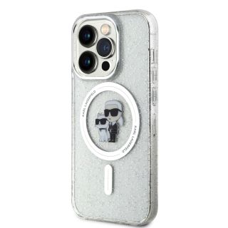Karl Lagerfeld IML Glitter Karl and Choupette MagSafe Case for iPhone 15 Pro / Transparent (KLHMP15LHGKCNOT)