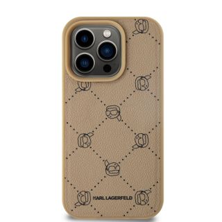 Karl Lagerfeld PU Karl Heads Pattern MagSafe Case for iPhone 15 Pro / Beige (KLHMP15LPGKHPHE)