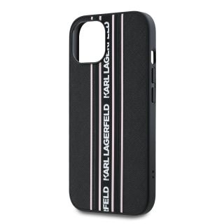 Karl Lagerfeld PU Saffiano Athleisure Stripe and Strap Case for iPhone 15 / pink (KLHCP15SPAMSCNSP)