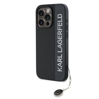 Karl Lagerfeld PU Saffiano Rhinestone Charm Case for iPhone 15 Pro / black (KLHCP15LPSAKDGCK)