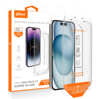 Vmax Easy Install 2.5D Tempered Glass for Apple iPhone 15 Pro Max (VMAX-EI-TG-IPH-15PM)