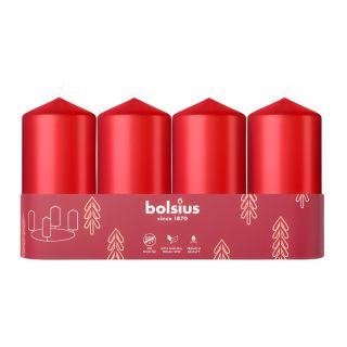 Bolsius Cylinder Candles 4pcs 100x48mm Red (37306941)