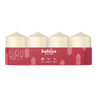 Bolsius Cylinder Candles 4pcs 60x40mm Cream (37566805)
