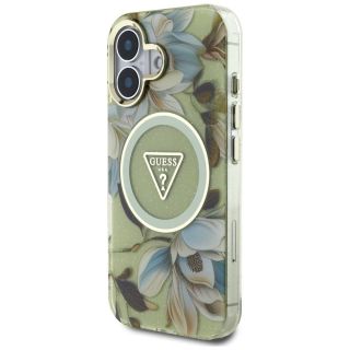 Guess Glitter Flowers Triangle Buttons MagSafe Protective cover for Apple iPhone 16 (GUHMP16SHFLPEDN)