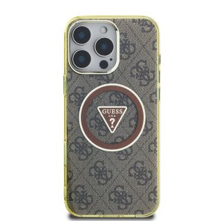 Guess IML 4G Glitter and Triangle Logo MagSafe Protective cover for Apple iPhone 16 Pro Max (GUHMP16XHG4PRTGW)