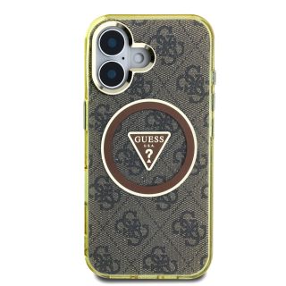 Guess IML 4G Glitter and Triangle Logo MagSafe Case for Apple iPhone 16 (GUHMP16SHG4PRTGW)