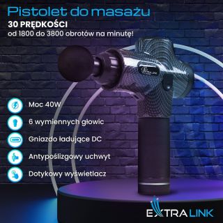 Extralink Massage Gun Pro Massage Gun / 3800 RPM / 6 interchangeable tips (MSG-01-PRO)