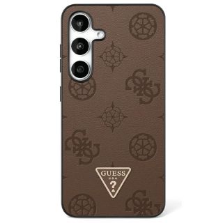 Guess Grained Hot Stamp Peony Pattern Triangle Logo MagSafe Case for Samsung Galaxy S25 (GUHMS25SPGBTMW)