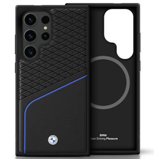 BMW Leather Textured and Smooth MagSafe Case for Samsung Galaxy S25 Ultra (BMHMS25L23RDCLK)