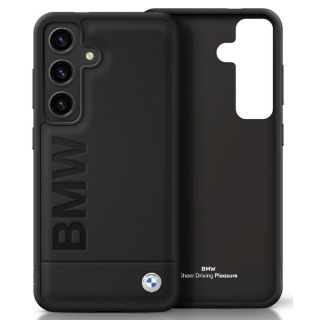 BMW Leather Big Wordmark Case for Samsung Galaxy S25 Plus (BMHCS25MSLLBK)
