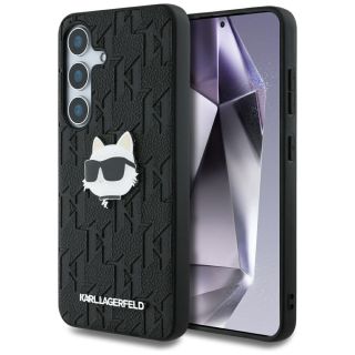 Karl Lagerfeld Leather Monogram Pin Logo Choupette Head Case for Samsung Galaxy S25 (KLHCS25SPGKLCHPK)