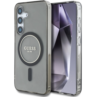 Guess Glitter Circle Classic Logo MagSafe Case for Samsung Galaxy S25 (GUHMS25SHFGEREK)