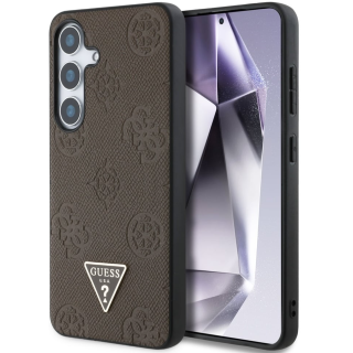 Guess Grained Hot Stamp Peony Pattern Triangle Logo MagSafe Case for Samsung Galaxy S25 (GUHMS25SPGBTMW)