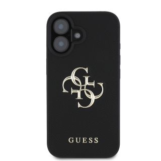 Guess PU Grained 4G Metal Logo Case for Apple iPhone 16 (GUHCP16SPGT4MBK)