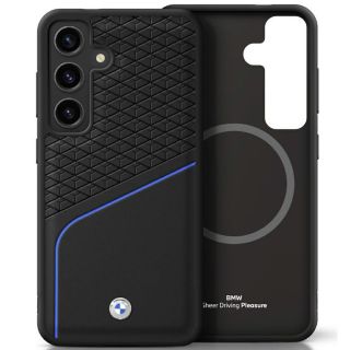 BMW Leather Textured and Smooth MagSafe Case for Samsung Galaxy S25 (BMHMS25S23RDCLK)