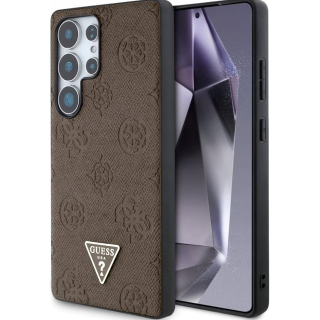 Guess Grained Hot Stamp Peony Pattern Triangle Logo MagSafe Case for Samsung Galaxy S25 Ultra (GUHMS25LPGBTMW)