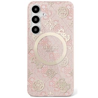 Guess 4G Background Gold Electroplated Peony Pattern MagSafe Case for Samsung Galaxy S25 (GUHMS25SH4PYEEP)